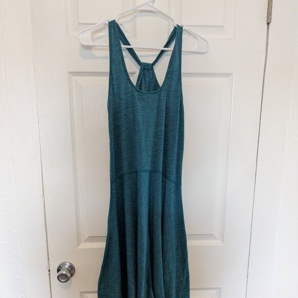 Ibex Carmen Merino Wool Racerback Tank Dress Fit & Flare Teal Blue Size Smal - Picture 1 of 11